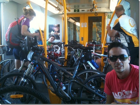 On the way back to Sydney afterwards with a train full of all kinds of bikes