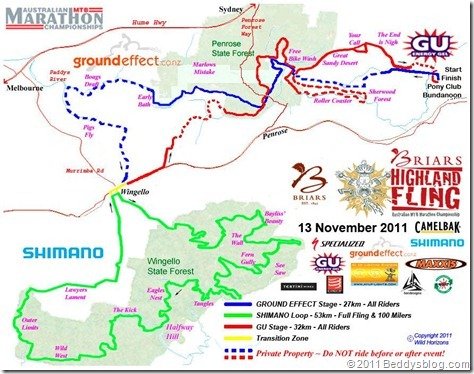 The 2001 Briars Highland Fling Trail map