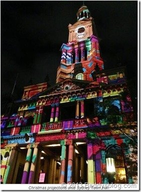 Christmas projections onto Sydney Town Hall