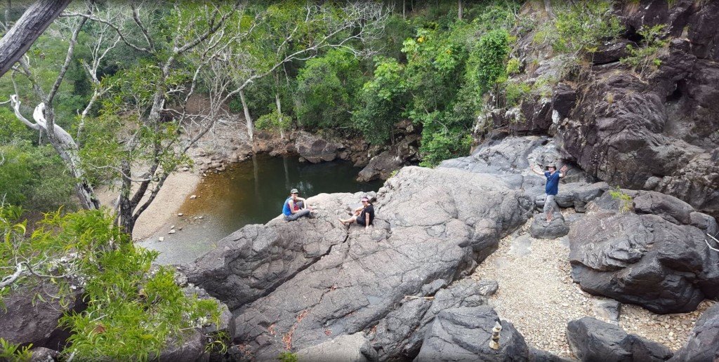 Exploring a waterfall